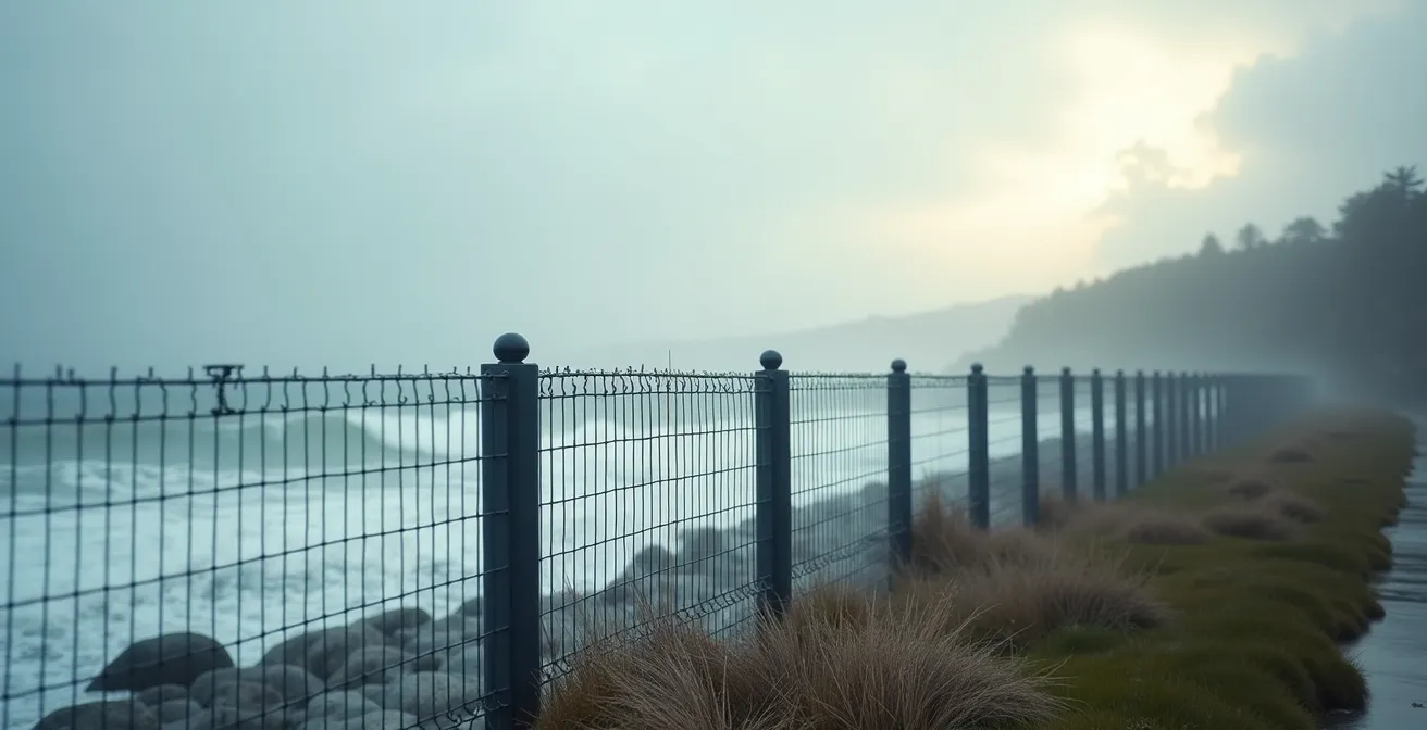 Clôture aluminium résistant aux embruns marins sur littoral