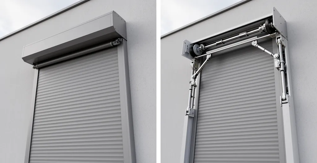 Comparaison visuelle entre store coffre intégral fermé et semi-coffre avec bras exposés